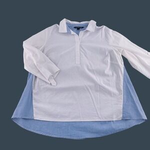 Zac & Rachel White Top with Blue Striped Back